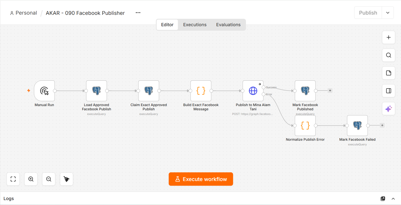 Kanvas n8n Facebook Auto-Publisher